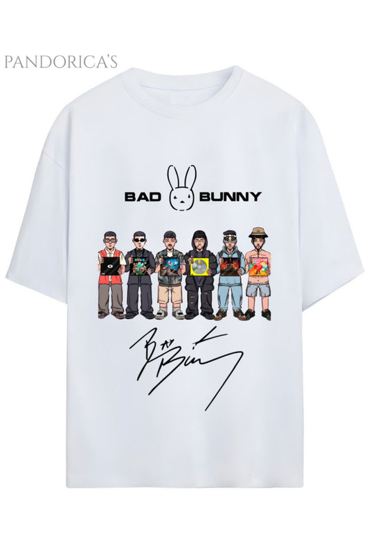 BAD BUNNY TASARIM SERİSİ YAZILI BASKILI RELAXED KALIP PAMUKLU UNISEX TİŞÖRT