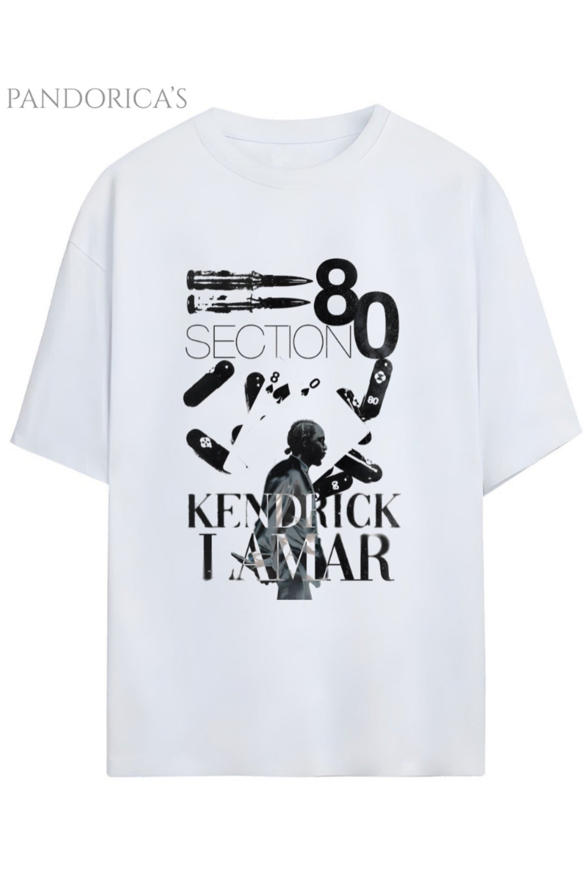 Kendrick Lamar "Section 80" Albüm Tasarımı Baskılı Yazılı Pamuklu Relaxed Kalıp Unisex Tişört