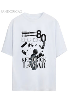 Kendrick Lamar "SECTION 80" Albüm Tasarımı Baskılı Yazılı Pamuklu Relaxed Kalıp Unisex Tişört