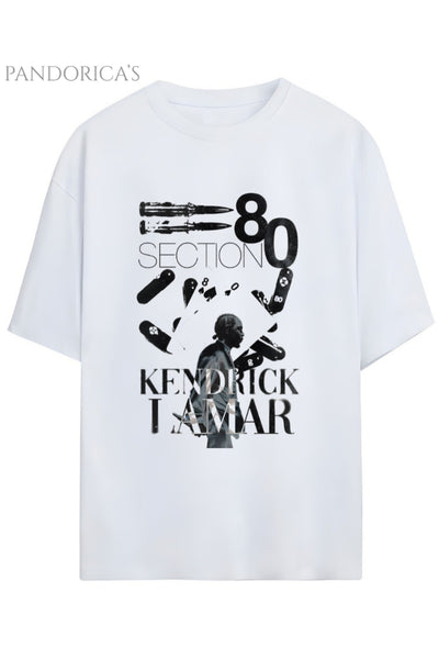 Kendrick Lamar "SECTION 80" Albüm Tasarımı Baskılı Yazılı Pamuklu Relaxed Kalıp Unisex Tişört