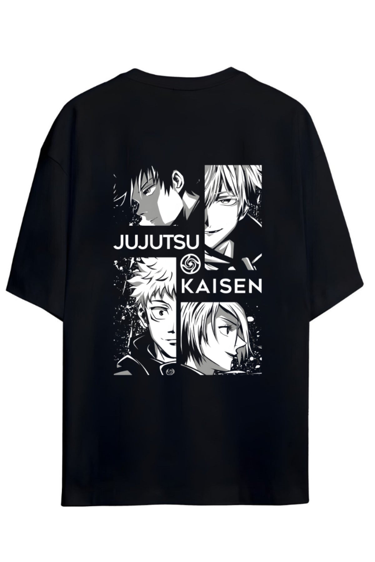 Jujutsu Kaisen Anime Serisi Megumi,Gojo,Yuji Ve Nobara Sırt Baskılı Yazılı Pamuklu Unisex Tişört