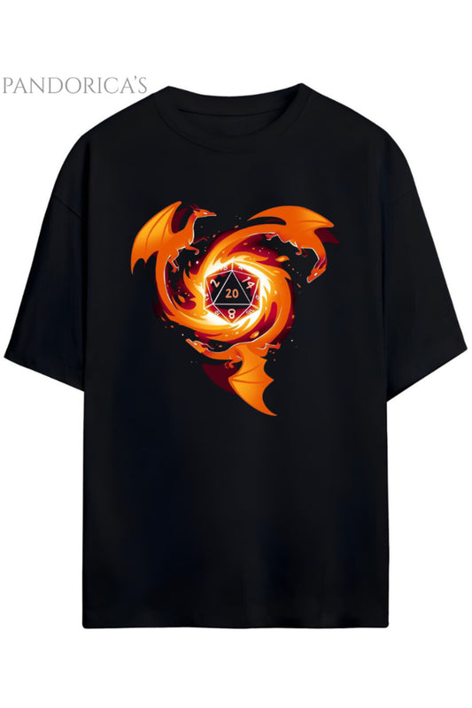 Pandorica's DUNGEONS & DRAGONS (D&D) Tasarım Serisi Baskılı Yazılı Unisex Pamuklu Tişört