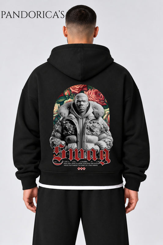 Urban Streetwear Konseptli Unisex Oversize Yazılı SIRT Baskılı Pamuklu Kapüşonlu Fermuarlı Hırka
