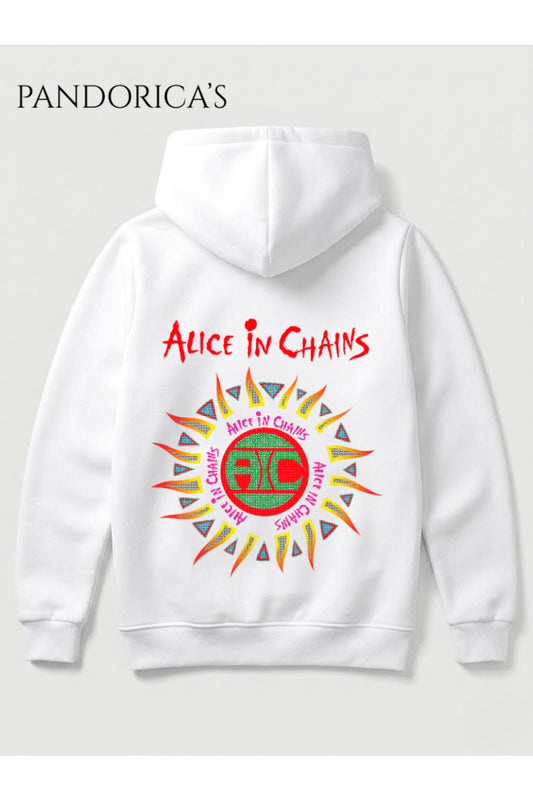 ALICE IN CHAINS TASARIMI YAZILI SIRT BASKILI UNISEX KAPÜŞONLU PAMUKLU SWEATSHIRT HOODIE