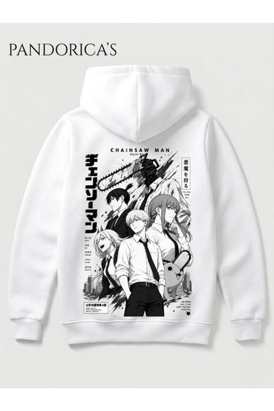 CHAINSAW MAN Anime Manga Tasarım Serisi Yazılı SIRT ve ÖN Baskılı Unisex Kapüşonlu Pamuklu Sweatshirt Hoodie