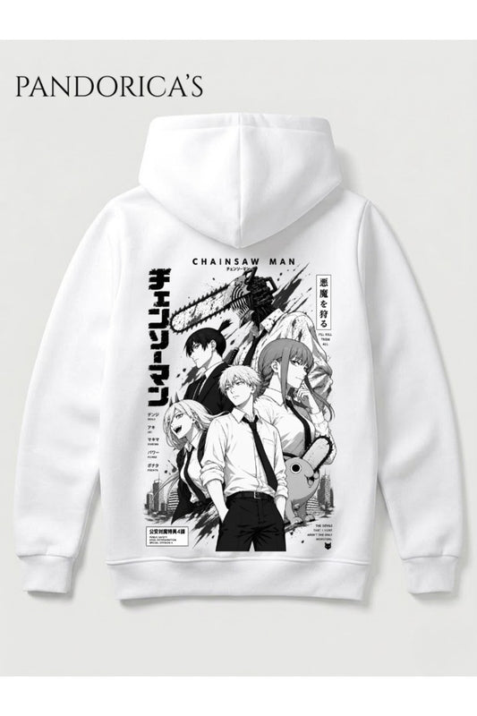 CHAINSAW MAN Anime Manga Tasarım Serisi Yazılı SIRT ve ÖN Baskılı Unisex Kapüşonlu Pamuklu Sweatshirt Hoodie