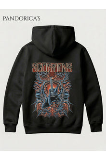 SCORPIONS Tasarımı Yazılı SIRT Baskılı Unisex Kapüşonlu Pamuklu Kanguru Cepli Sweatshirt Hoodie