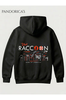 Resident Evil "VISIT RACCOON CITY HOME OF UMBRELLA " Tasarımı Yazılı SIRT ve GÖĞÜS Baskılı Unisex Kapüşonlu Pamuklu Gamer Sweatshirt Hoodie