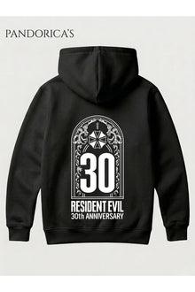 Resident Evil 30. Yıl Özel Tasarımı Yazılı SIRT ve ÖN Baskılı Unisex Kapüşonlu Pamuklu Gamer Sweatshirt Hoodie