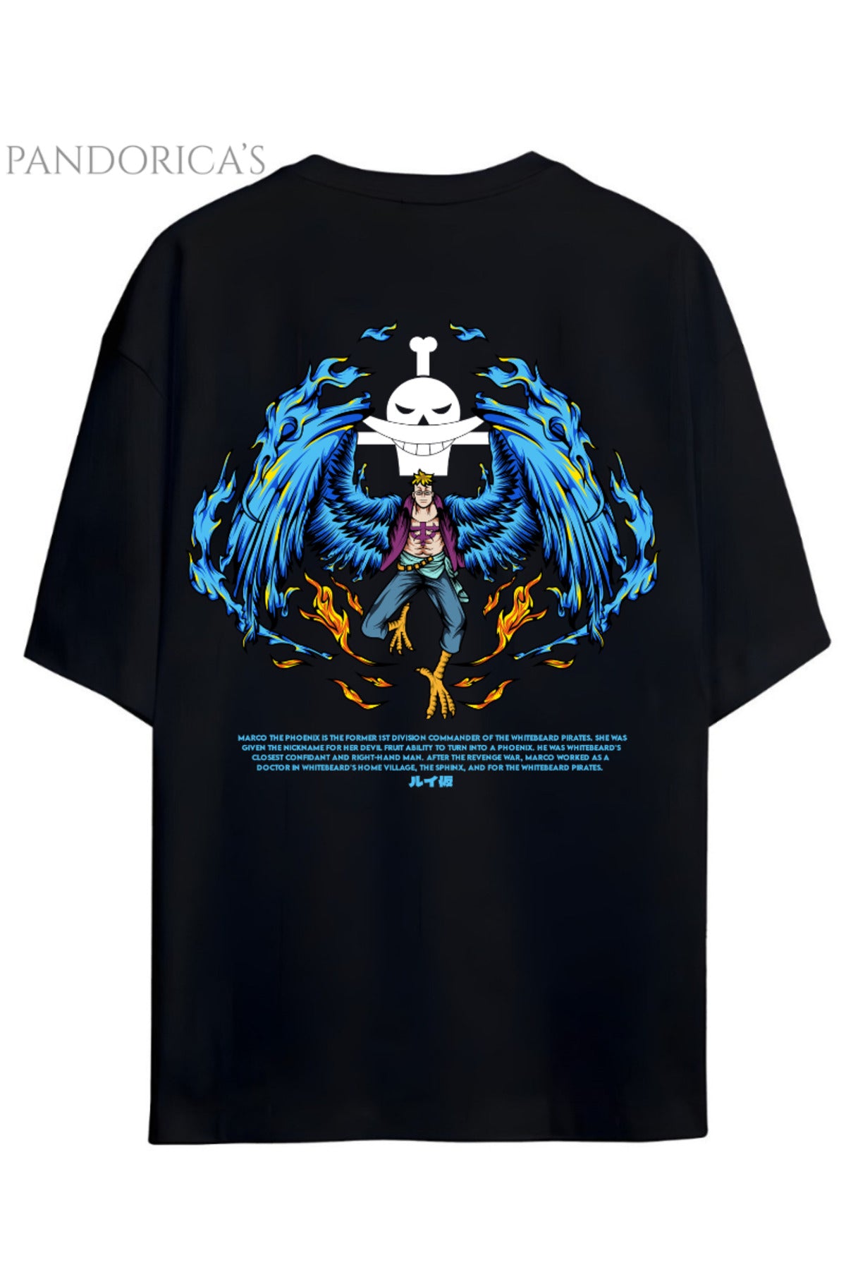 One Piece Özel Tasarım Serisi "Marco" Sırt Baskılı Yazılı Unisex Pamuklu Tişört