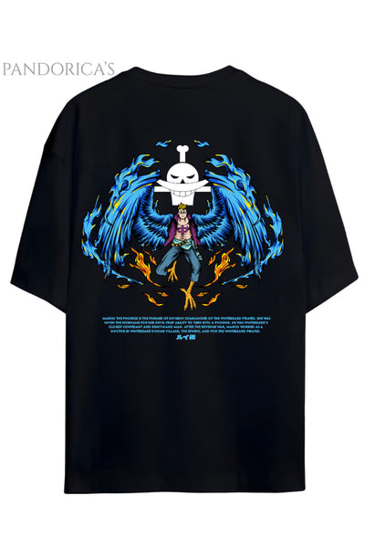 ONE PIECE ÖZEL TASARIM SERİSİ "MARCO" SIRT BASKILI YAZILI UNISEX PAMUKLU TİŞÖRT