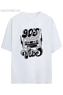 Pandorica's 1990lar Baskılı 90's Vibe Yazılı Retro Tasarım Serisi Unisex Pamuklu Tişört