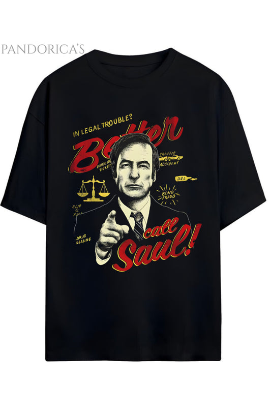 Better Call Saul Tasarımı Saul Goodman Baskılı Yazılı Unisex Pamuklu Tişört