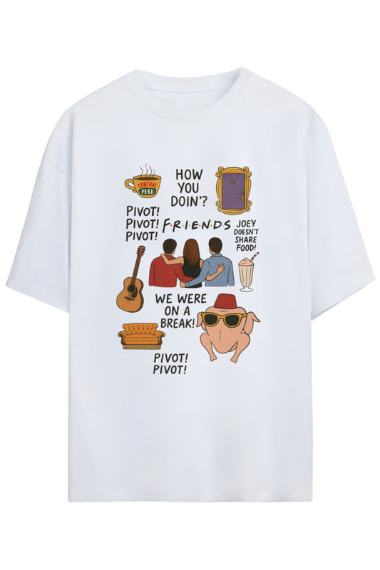 Friends Tasarimi Unisex Pamuklu T-shirt