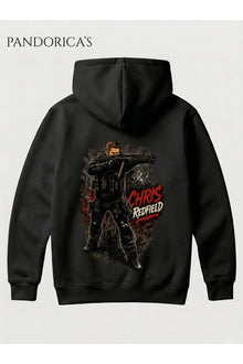 Resident Evil CHRIS REDFIELD Tasarımı Yazılı SIRT Baskılı Unisex Kapüşonlu Pamuklu Gamer Sweatshirt Hoodie