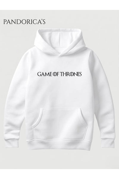 Game Of Thrones "NIGHT'S WATCH"" Tasarımı Yazılı Sırt ve Ön Baskılı Unisex Kapüşonlu Pamuklu Sweatshirt (Hoodie)