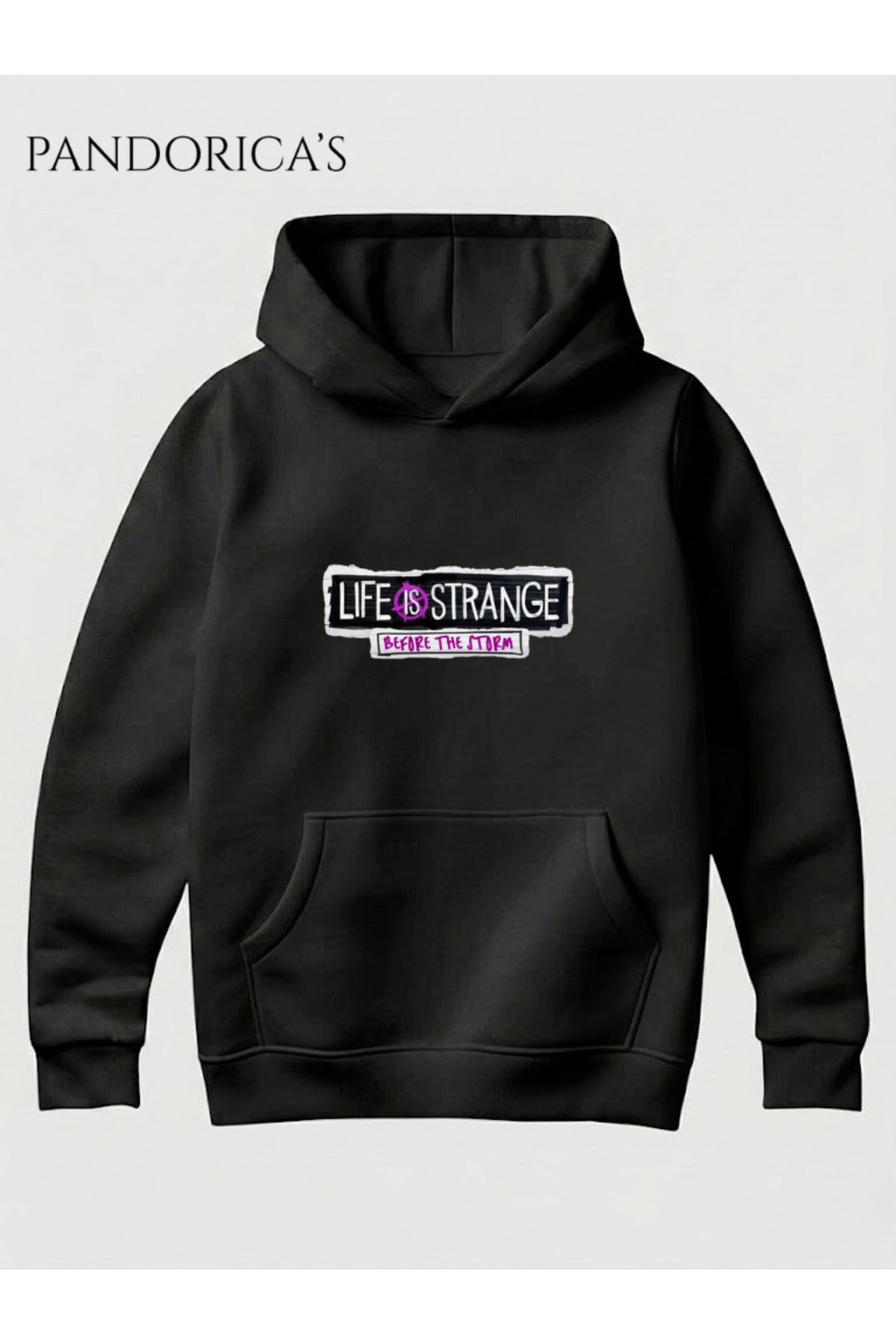 Siyah Life Is Strange Before The Storm Tasarımı Yazılı Baskılı Unisex Kapüşonlu Pamuklu Sweatshirt Hoodie - 69