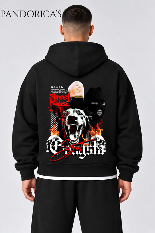 Urban Streetwear Konseptli Unisex Oversize Yazılı SIRT Baskılı Pamuklu Kapüşonlu Fermuarlı Hırka