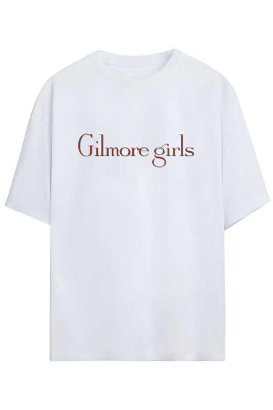 Gilmore Girls Tasarım Serisi İkonik STARS HOLLOW Evrenindeki İkonik Dükkanlar Yazılı Ön ve Sırt Baskılı Unisex Tişört