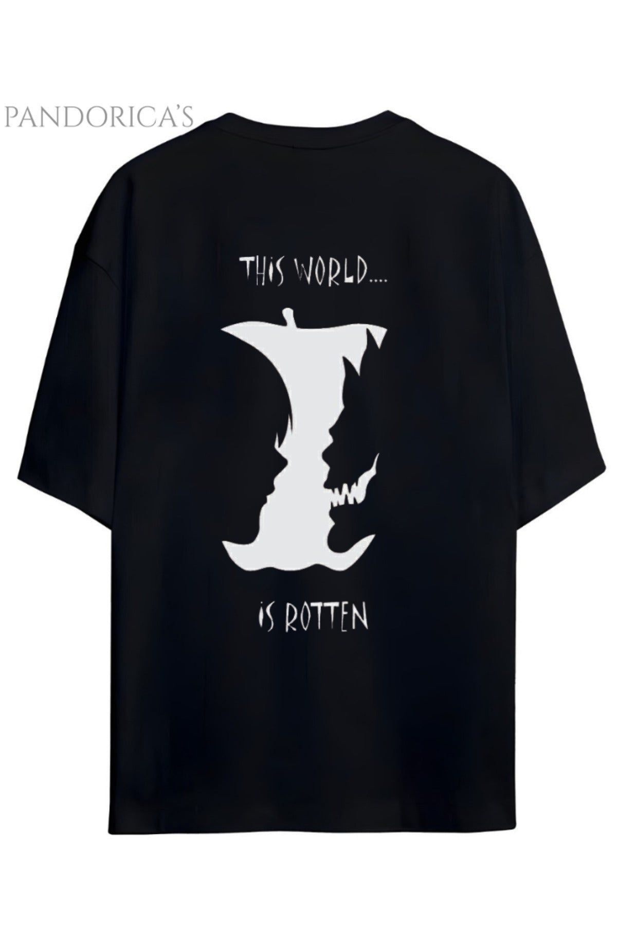 Death Note Anime Tasarım Serisi Ki̇ra Ve Ryuk "This World Is Rotten" Yazılı Sırt Ve Ön Baskılı Unisex Pamuklu Tişört