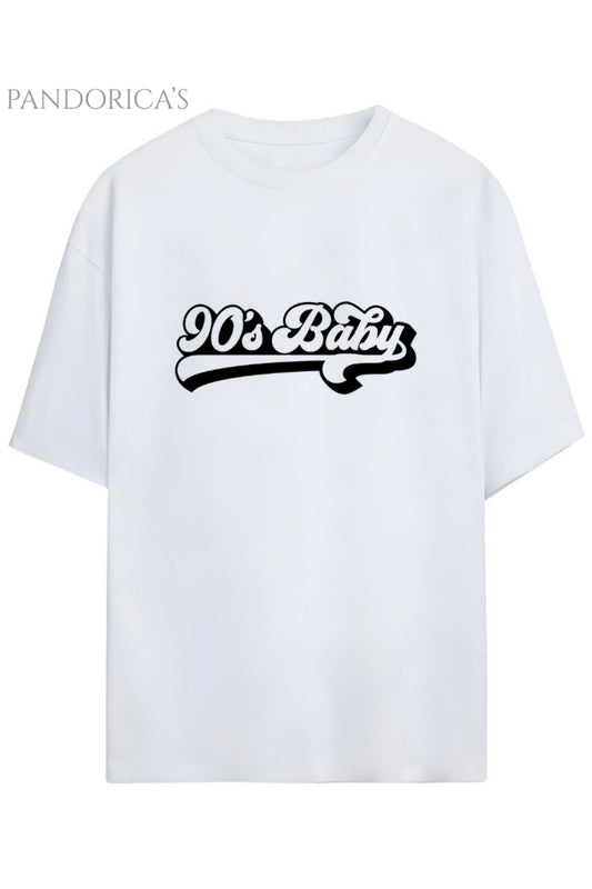 Pandorica's 90lar "90'S BABY" Yazılı Baskılı Retro Tasarım Serisi Unisex Pamuklu Tişört