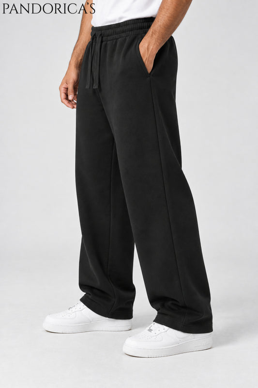 Unisex Siyah Baggy Eşofman %100 Pamuk 3 İplik Mevsimlik/Kışlık
