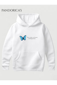 LIFE IS STRANGE Tasarımı "This Action Will Have Consequences..." Yazılı Kelebek Baskılı Unisex Kapüşonlu Pamuklu Sweatshirt Hoodie