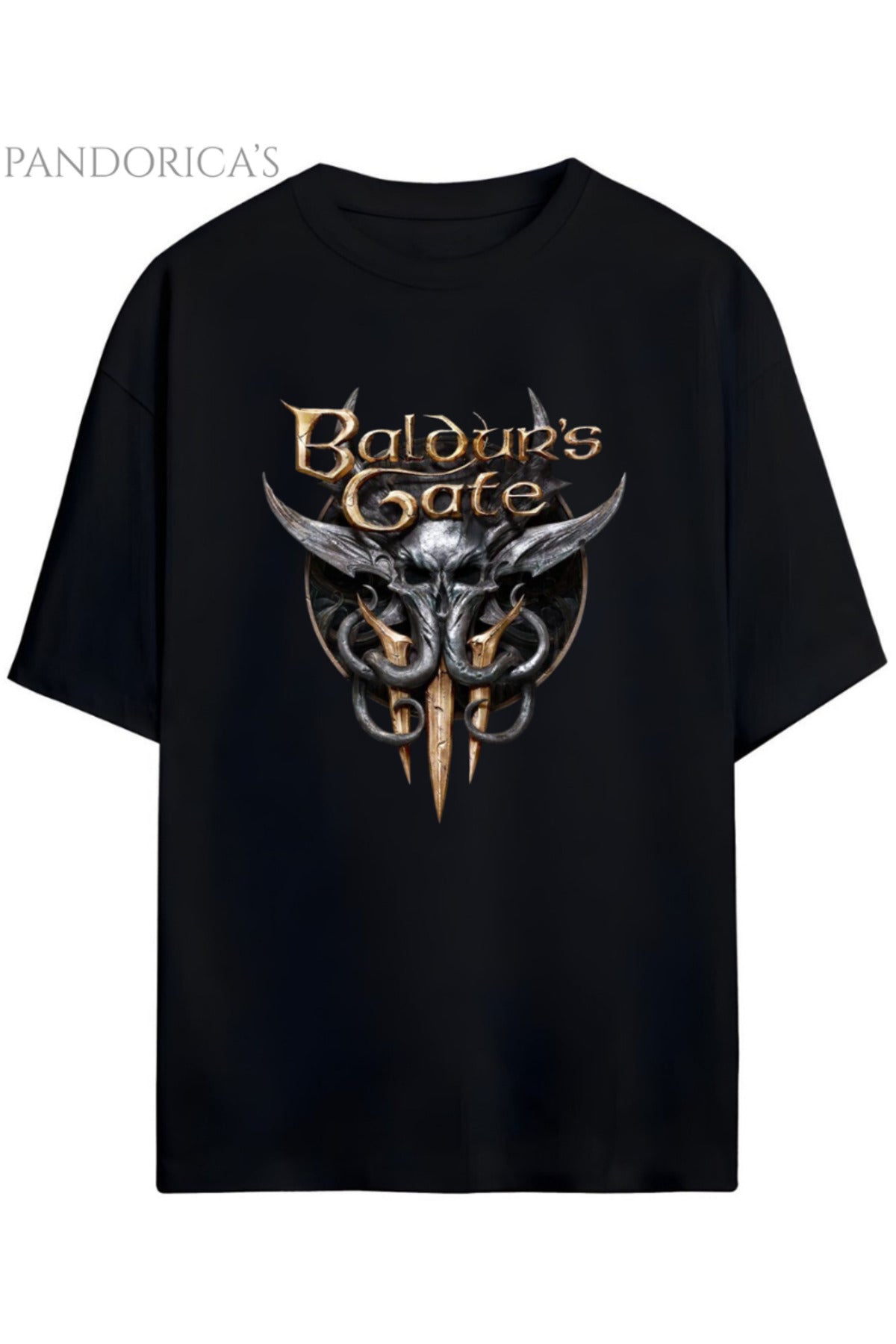 Pandorica's Baldur's Gate 3 Tasarım Serisi Yazılı Baskılı Unisex Pamuklu Tişört