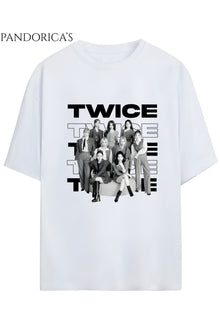 BLACKPINK Tasarım Serisi "TWICE" Yazılı Baskılı Unisex Relaxed Kalıp Tişört