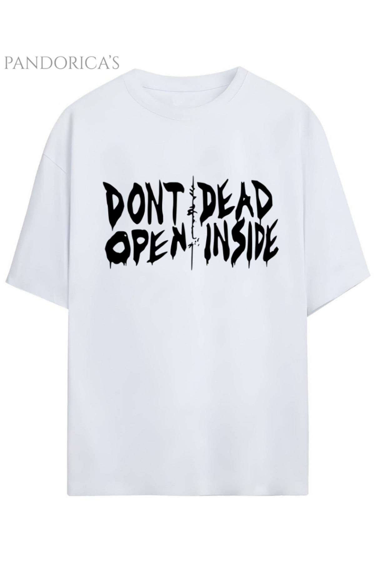 The Walking Dead "Don't Open Dead Inside" Yazılı Baskılı Pamuklu Relaxed Kalıp Unisex Tişört
