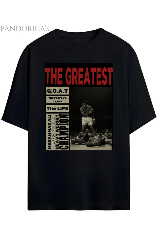 Pandorica's Muhammed Ali "THE GREATEST" Tasarımı Baskılı Unisex Pamuklu T-shirt