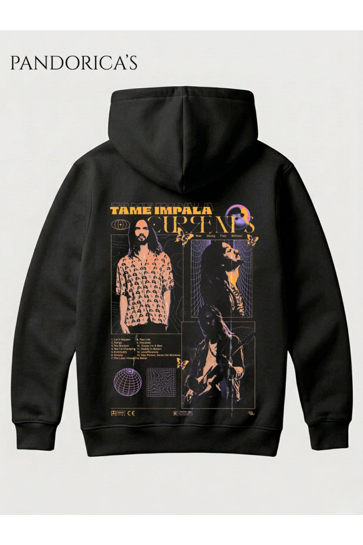 Siyah Tame Impala Tasarımı Yazılı Sırt Baskılı Kapüşonlu Pamuklu Sweatshirt Hooded Hoodie - 6