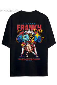 ONE PIECE ÖZEL TASARIM SERİSİ "CYBORG FRANKY" SIRT BASKILI YAZILI UNISEX PAMUKLU TİŞÖRT