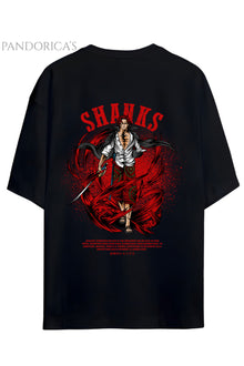 ONE PIECE ÖZEL TASARIM SERİSİ "SHANKS" SIRT BASKILI YAZILI UNISEX PAMUKLU TİŞÖRT