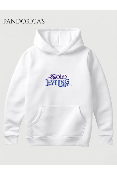 SOLO LEVELING ANİME Minimal Tasarımı Yazılı Baskılı Unisex Kapüşonlu Pamuklu Sweatshirt Hoodie