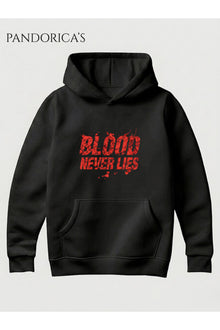 DEXTER Tasarımı "BLOOD NEVER LIES" Yazılı Sevilen Replik Baskılı Unisex Kapüşonlu Pamuklu Sweatshirt Hoodie
