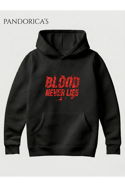 DEXTER Tasarımı "BLOOD NEVER LIES" Yazılı Sevilen Replik Baskılı Unisex Kapüşonlu Pamuklu Sweatshirt Hoodie