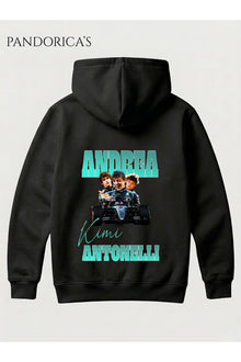 Kimi ANTONELLI 12 Tasarımı SIRT VE GÖĞÜS Baskılı Unisex Kapüşonlu Pamuklu Sweatshirt (Hoodie)