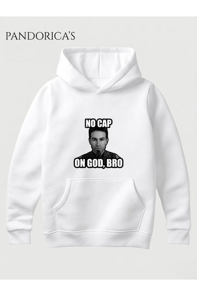 The Boys DEEP Meme Tasarımı "No Cap On God, Bro" Yazılı Baskılı Unisex Kapüşonlu Pamuklu Sweatshirt Hoodie