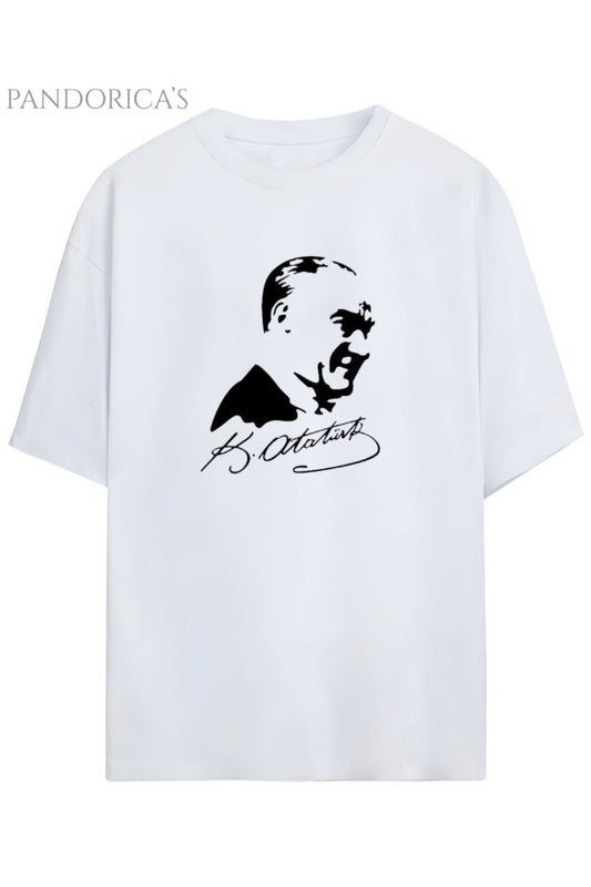 Pandorica's Mustafa Kemal ATATÜRK Tasarımı İmzalı Baskılı Unisex Pamuklu T-shirt