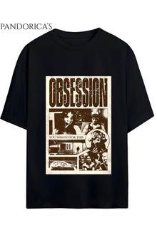 OBSESSION Tasarımı Yazılı Baskılı Pamuklu Relaxed Kalıp Unisex T-shirt