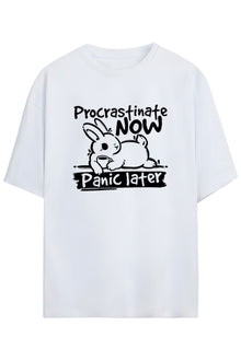 Tavşan Resimli Yazılı Tasarim Unisex Pamuklu T-shirt