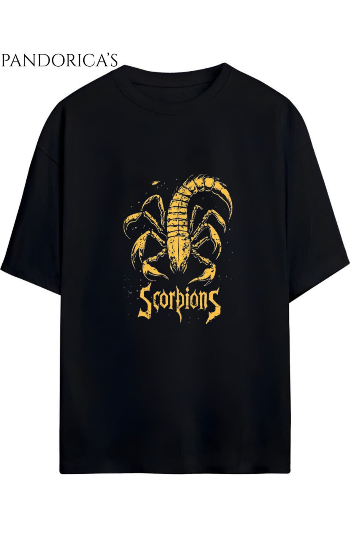 Siyah Pandorica’s Scorpions Tasarımı Unisex Pamuklu Tişört - 35