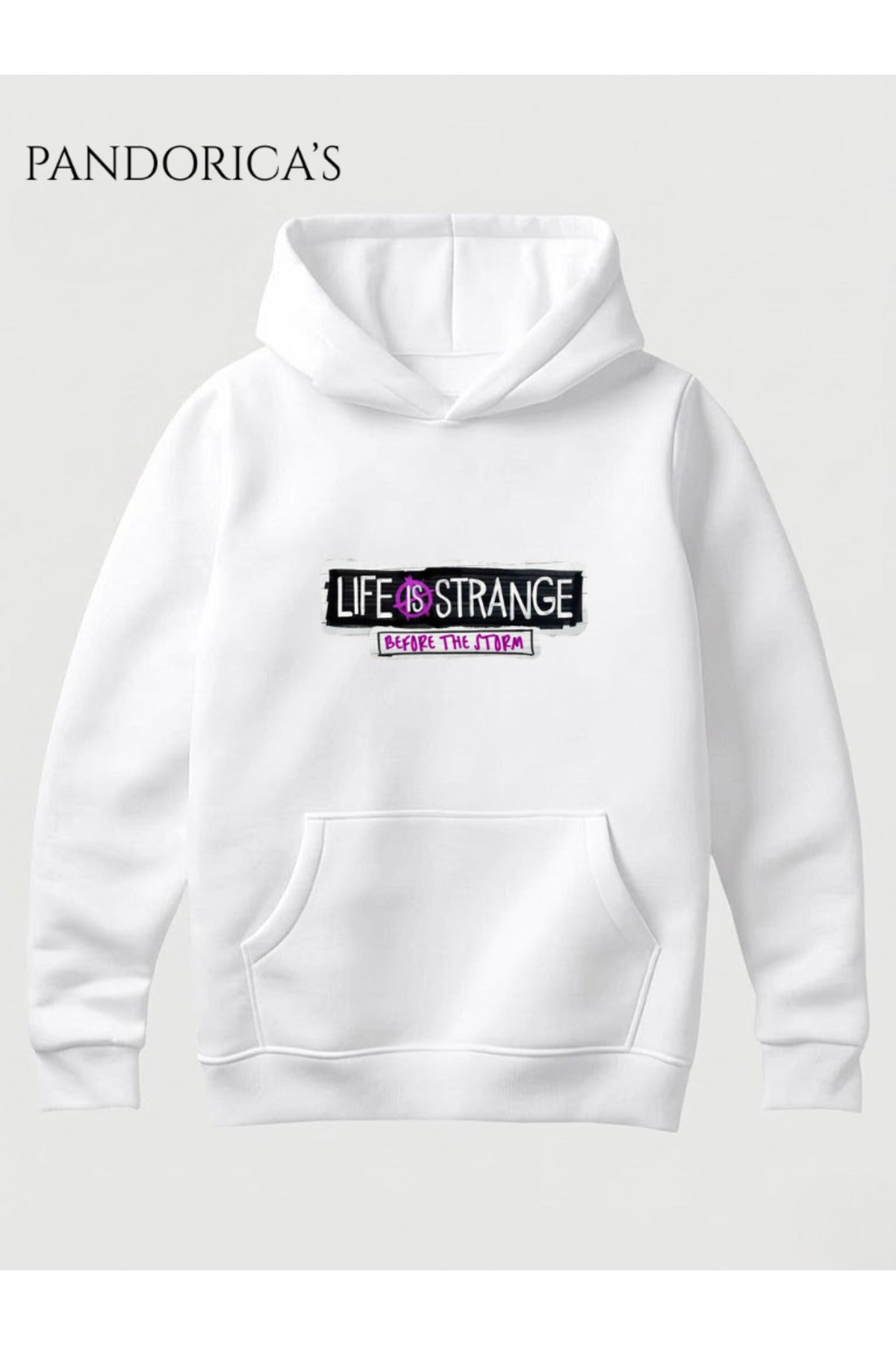 Beyaz Life Is Strange Before The Storm Tasarımı Yazılı Baskılı Unisex Kapüşonlu Pamuklu Sweatshirt Hoodie - 60