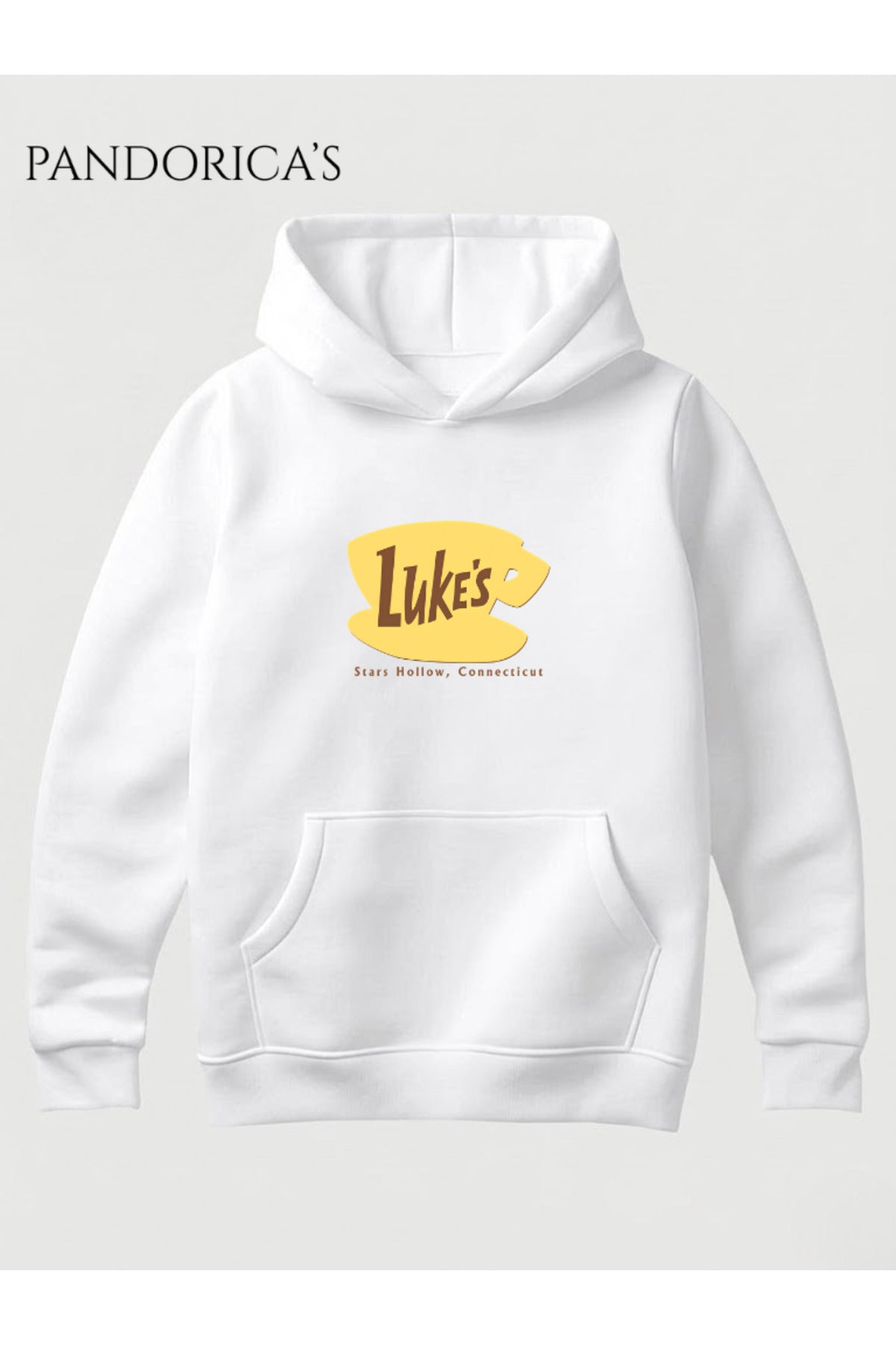 Beyaz Gilmore Girls İkonik "Luke's" Tasarımı Yazılı Baskılı Unisex Kapüşonlu Pamuklu Sweatshirt Hoodie - 123