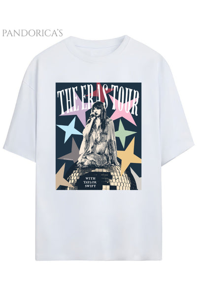 Pandorica's Taylor Swift THE ERAS TOUR Tasarımı Baskılı Yazılı Unisex Pamuklu T-shirt