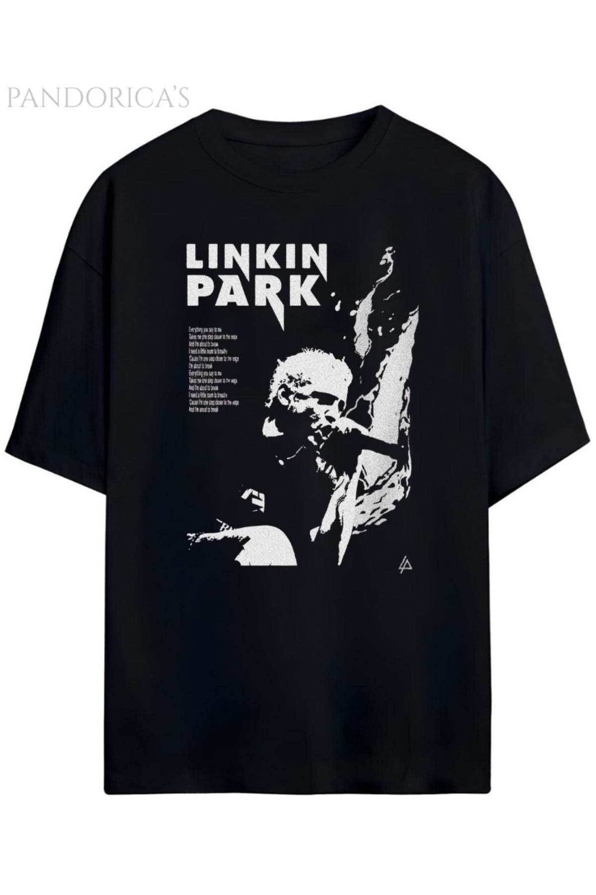 Siyah Linkin Park Tasarımı Unisex Pamuklu T-Shirt - 5
