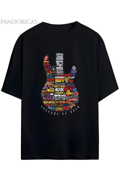 Pandorica's LEGENDS OF ROCK Tasarımı Unisex Pamuklu T-shirt