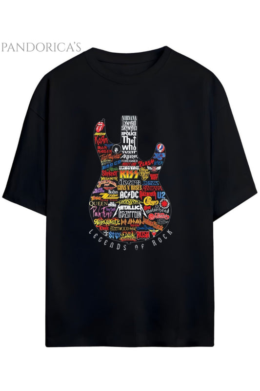 Pandorica's LEGENDS OF ROCK Tasarımı Unisex Pamuklu T-shirt