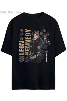 Pandorica's Resident Evil Tasarım Serisi LEON S. KENNEDY Baskılı Unisex Pamuklu Gamer T-shirt
